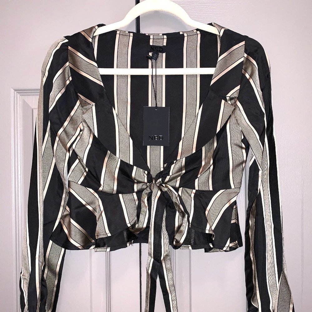 NBD Jefe Crop Top in Black & Cream